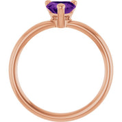 14K Rose Natural Amethyst Heart Solitaire Ring