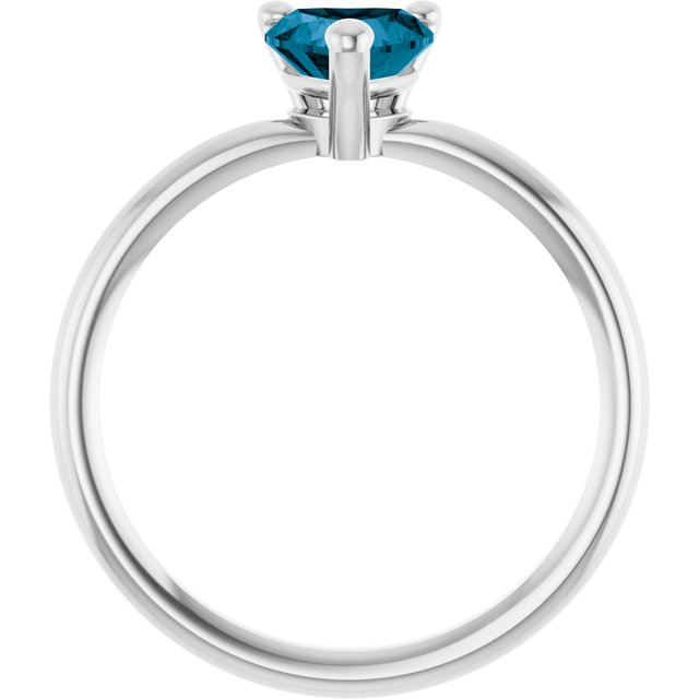 Sterling Silver Natural London Blue Topaz Heart Solitaire Ring
