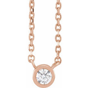 14K Rose .06 CT Natural Diamond Solitaire 16-18" Necklace