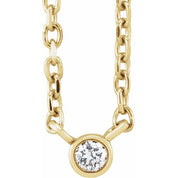 14K Yellow .02 CT Natural Diamond Solitaire 16-18" Necklace