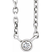 Platinum .02 CT Natural Diamond Solitaire 16-18" Necklace