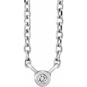 Platinum .015 CT Natural Diamond Solitaire 16-18" Necklace