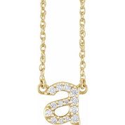 14K Yellow 1/8 CTW Natural Diamond Lowercase Initial A 16" Necklace