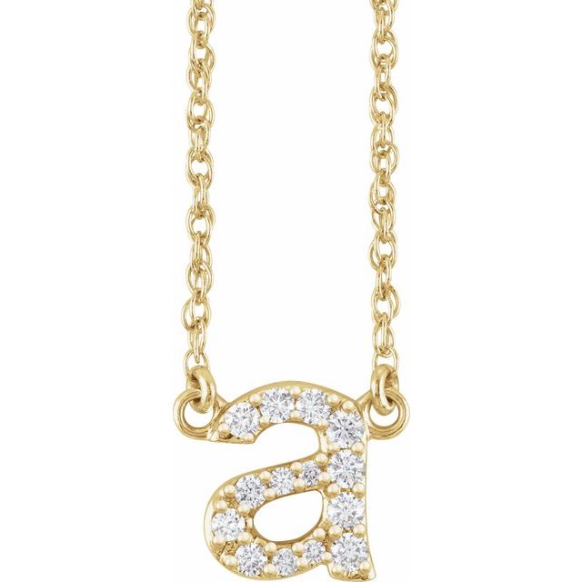 14K Yellow 1/8 CTW Natural Diamond Lowercase Initial A 16" Necklace