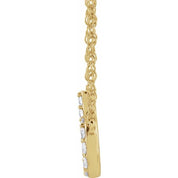 14K Yellow 1/8 CTW Natural Diamond Lowercase Initial B 16" Necklace