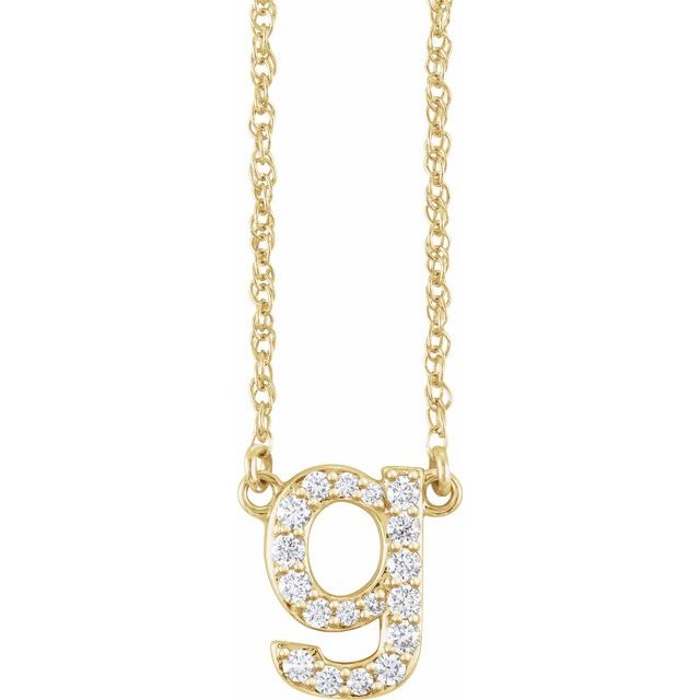 14K Yellow 1/6 CTW Natural Diamond Lowercase Initial G 16" Necklace