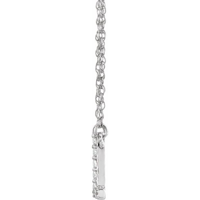 14K White .07 CTW Natural Diamond Lowercase Initial I 16" Necklace