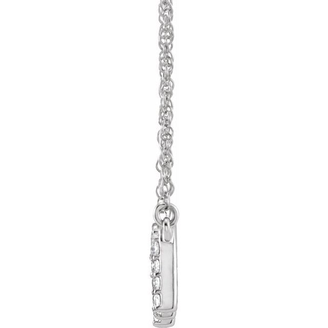 14K White 1/6 CTW Natural Diamond Lowercase Initial M 16" Necklace