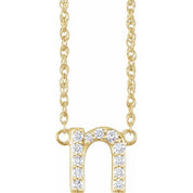 14K Yellow 1/10 CTW Natural Diamond Lowercase Initial N 16" Necklace