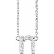 14K White 1/10 CTW Natural Diamond Lowercase Initial N 16" Necklace