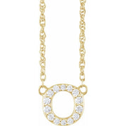 14K Yellow 1/10 CTW Natural Diamond Lowercase Initial O 16" Necklace