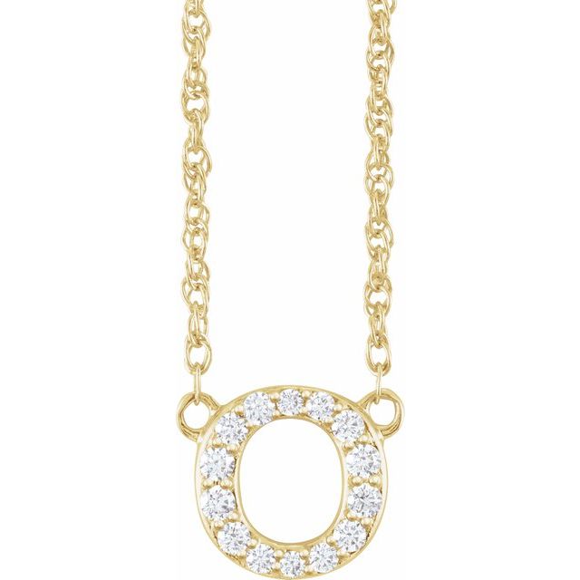 14K Yellow 1/10 CTW Natural Diamond Lowercase Initial O 16" Necklace