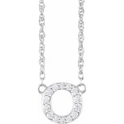 14K White 1/10 CTW Natural Diamond Lowercase Initial O 16" Necklace