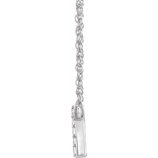 14K White .07 CTW Natural Diamond Lowercase Initial R 16" Necklace