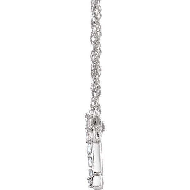 14K White .08 CTW Natural Diamond Lowercase Initial T 16" Necklace
