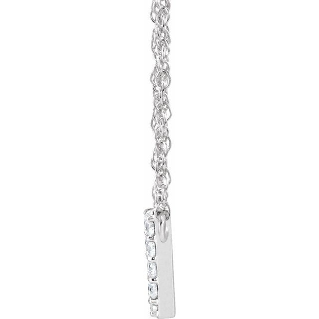 14K White 1/10 CTW Natural Diamond Lowercase Initial V 16" Necklace