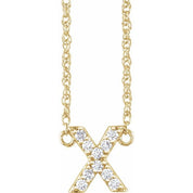 14K Yellow 1/10 CTW Natural Diamond Lowercase Initial X 16" Necklace
