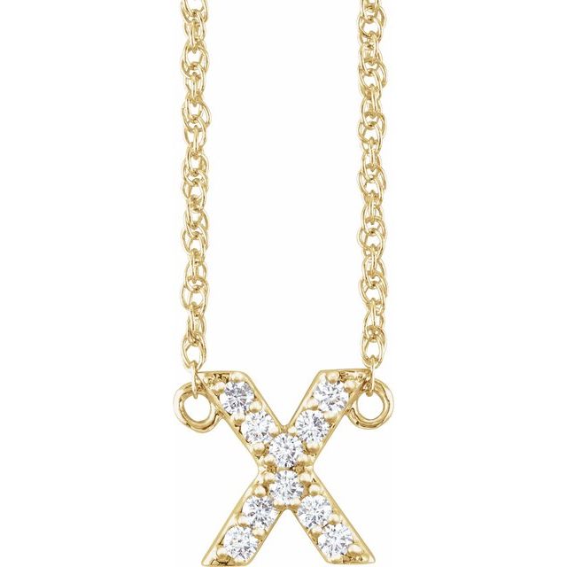 14K Yellow 1/10 CTW Natural Diamond Lowercase Initial X 16" Necklace