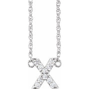 14K White 1/10 CTW Natural Diamond Lowercase Initial X 16" Necklace