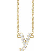 14K Yellow 1/8 CTW Natural Diamond Lowercase Initial Y 16" Necklace