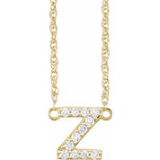 14K Yellow 1/10 CTW Natural Diamond Lowercase Initial Z 16" Necklace