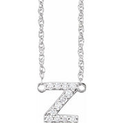 14K White 1/10 CTW Natural Diamond Lowercase Initial Z 16" Necklace