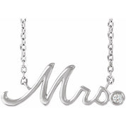 Platinum .015 CT Natural Diamond "Mrs" 16-18" Necklace