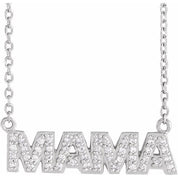 Platinum 1/10 Natural Diamond "Mama" 18" Necklace