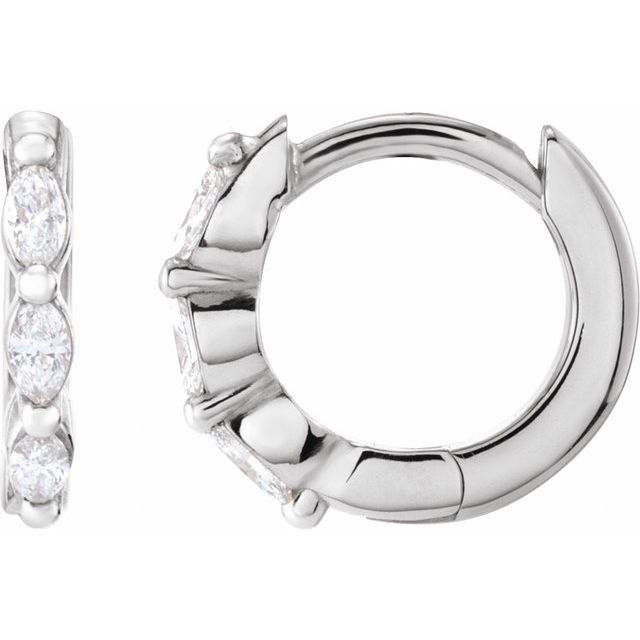 14K White Gold 1/10 CTW Natural Diamond 10 mm Hoop Earrings - Stylish Elegance