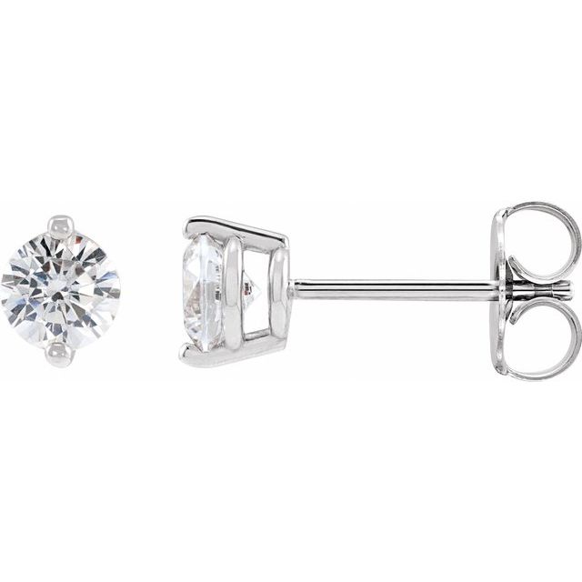 14K White 1/8 CTW Natural Diamond 2-Prong Stud Earrings