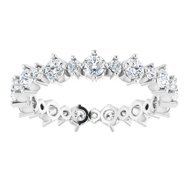 14K White 9/10 CTW Natural Diamond Eternity Band Size 5.5