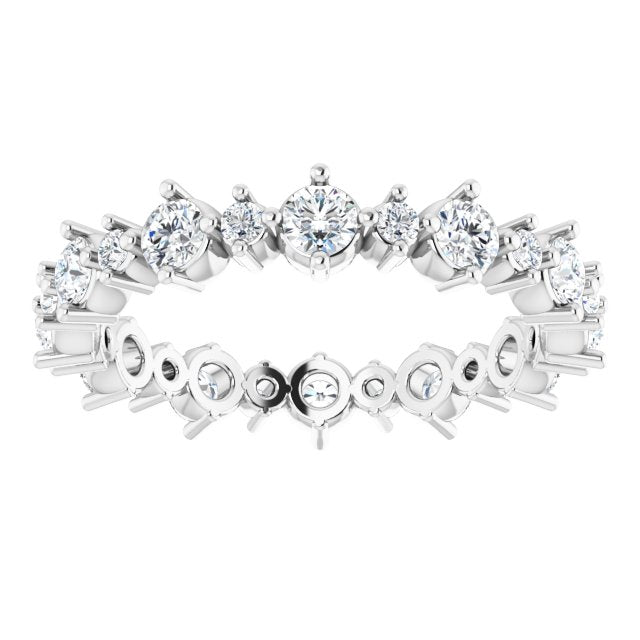 14K White 7/8 CTW Natural Diamond Eternity Band Size 5