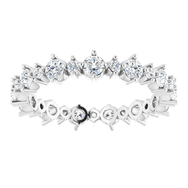 14K White 9/10 CTW Natural Diamond Eternity Band Size 6.5