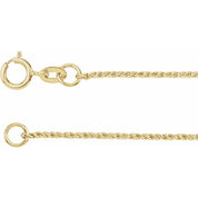 14K Yellow 1 mm Twisted Wheat 16" Chain