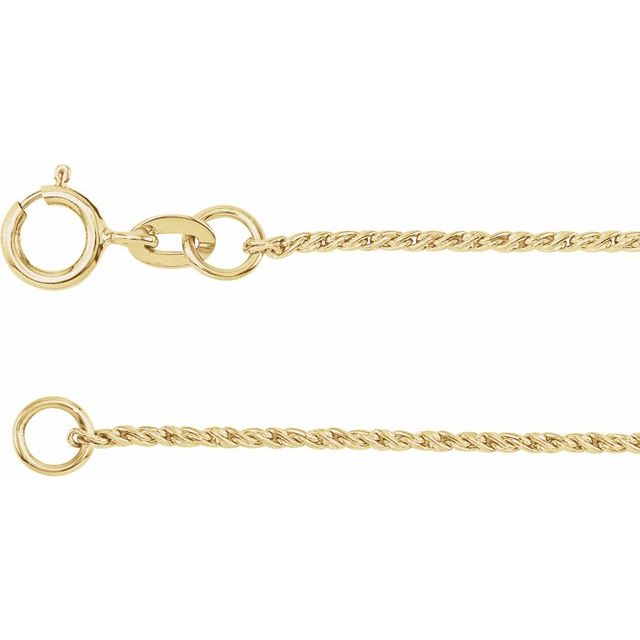 14K Yellow 1 mm Twisted Wheat 16" Chain