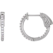 14K White 1/3 CTW Lab-Grown Diamond Inside-Outside 15.5 mm Hinged Hoop Earrings