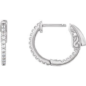 14K White 1/3 CTW Lab-Grown Diamond Inside-Outside 15.5 mm Hinged Hoop Earrings