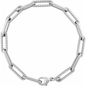 14K White 1 CTW Lab-Grown Diamond Link 7" Bracelet