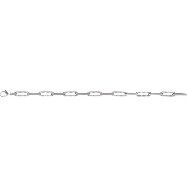 14K White 1 CTW Lab-Grown Diamond Link 7" Bracelet