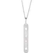 Platinum .0025 CT Natural Diamond Arrow Bar 16-18" Necklace