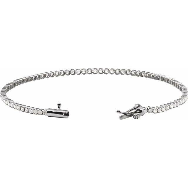14K White 1 5/8 CTW Natural Diamond Line 7" Bracelet