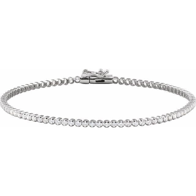 14K White 1 5/8 CTW Natural Diamond Line 7" Bracelet