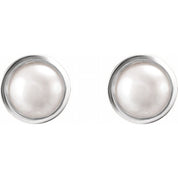 14K White 6 mm Cultured White Akoya Pearl Stud Earrings