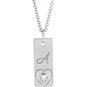 Platinum .03 CT Natural Diamond Engravable Heart 16-18" Necklace