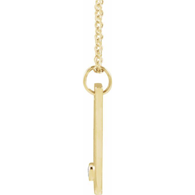 14K Yellow .03 CT Natural Diamond Engravable Heart 16-18" Necklace