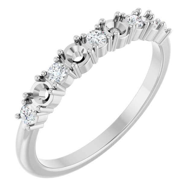 Platinum 4-Stone 1/6 CTW Natural Diamond Semi-Set Family Stackable Ring