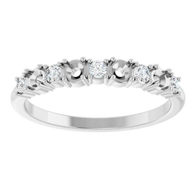 Platinum 4-Stone 1/6 CTW Natural Diamond Semi-Set Family Stackable Ring