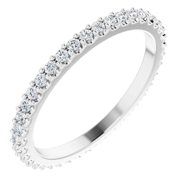 14K White 1/3 CTW Natural Diamond Eternity Band Size 5.5