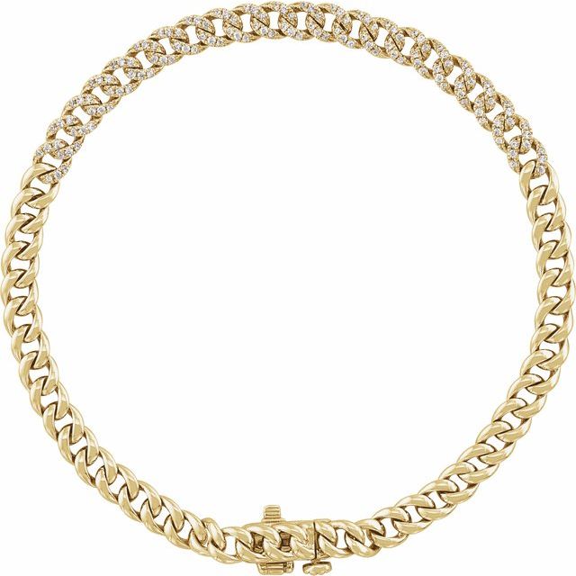 14K Yellow 1/2 CTW Natural Diamond Link 7 1/4" Bracelet