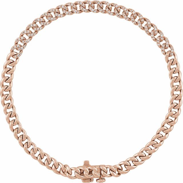 14K Rose 1/2 CTW Natural Diamond Link 7 1/4" Bracelet